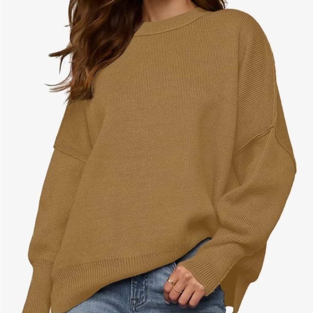 Women”s Crewneck Batwing Long Sleeve Oversized Sweater